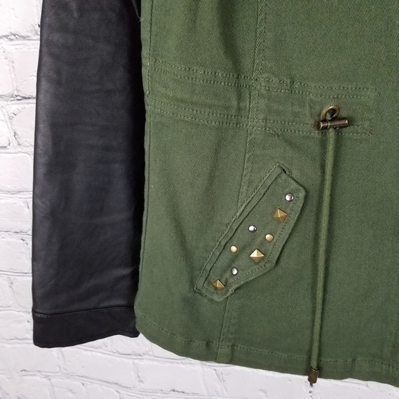 DOLLHOUSE | denim & vegan leather stud jacket - Picture 3 of 6